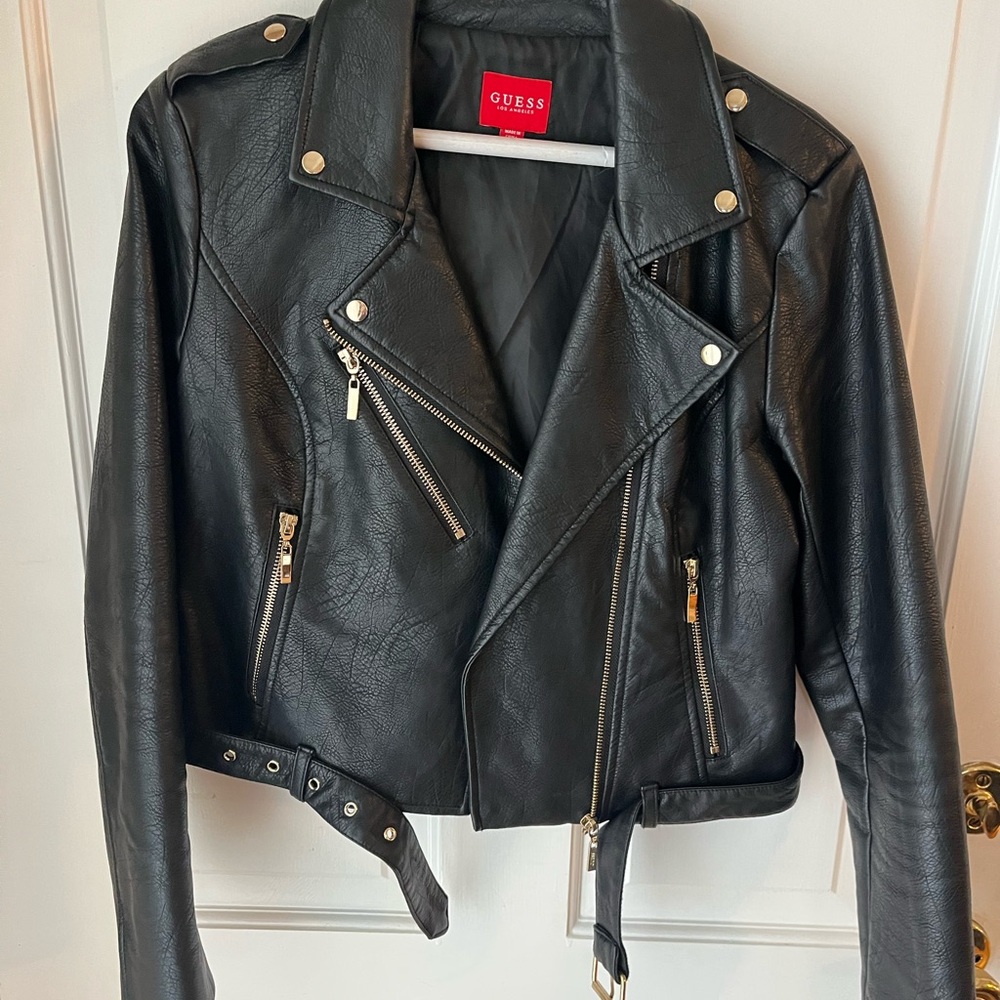 Guess Women's Black Faux Leather Jacket